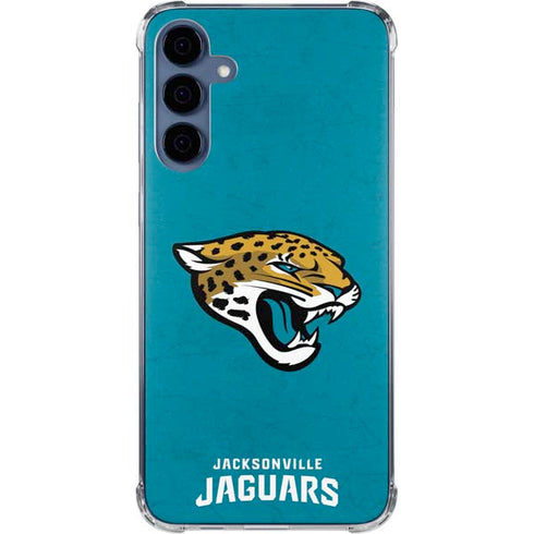 NFL Jacksonville Jaguars Distressed Galaxy A55 5G Clear Case