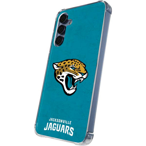 NFL Jacksonville Jaguars Distressed Galaxy A55 5G Clear Case