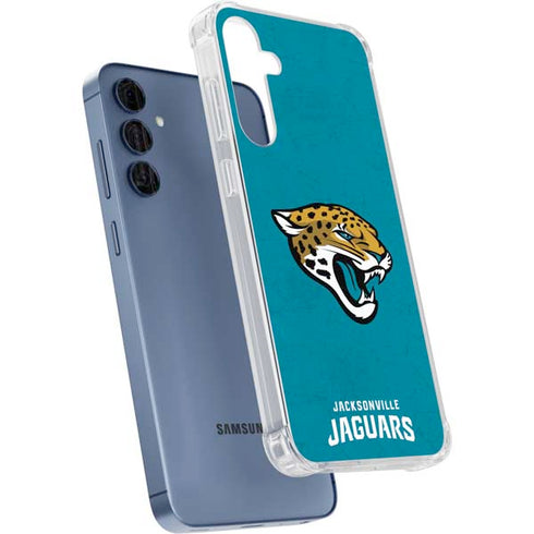 NFL Jacksonville Jaguars Distressed Galaxy A55 5G Clear Case