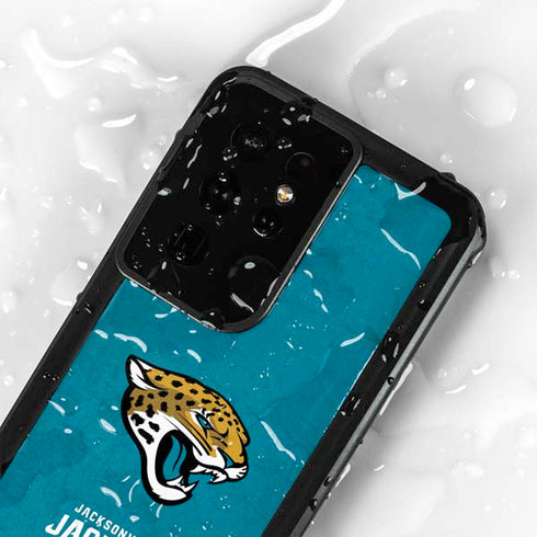 NFL Jacksonville Jaguars Distressed Galaxy S24 Ultra Waterproof Case