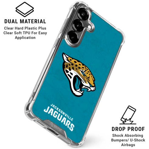 NFL Jacksonville Jaguars Distressed Galaxy S26 Plus Clear Case