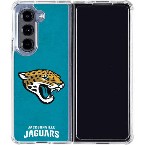 NFL Jacksonville Jaguars Distressed Galaxy Z Fold5 5G Clear Case