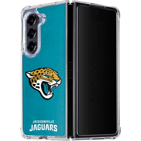 NFL Jacksonville Jaguars Distressed Galaxy Z Fold5 5G Clear Case