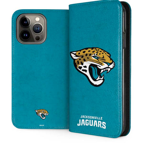NFL Jacksonville Jaguars Distressed iPhone 13 Pro Max Folio Case