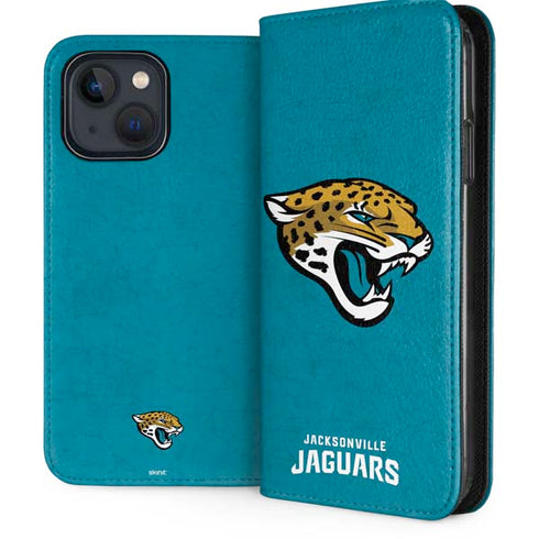 NFL Jacksonville Jaguars Distressed iPhone 15 Plus Folio Case