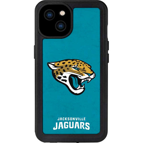 NFL Jacksonville Jaguars Distressed iPhone 15 Plus Waterproof Case