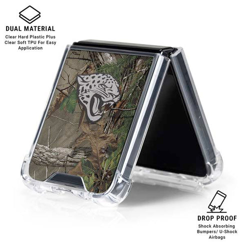 NFL Jacksonville Jaguars Realtree Xtra Green Camo Galaxy Z Flip6 Clear Case