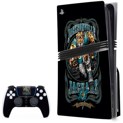 Liquid Blue NFL Jacksonville Jaguars Running Back PS5 Pro Disk Bundle Skin