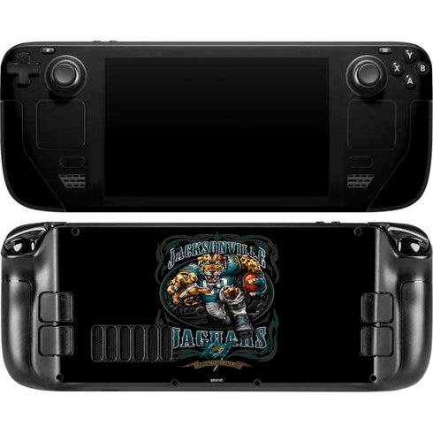 Liquid Blue NFL Jacksonville Jaguars Running Back Steam Deck Handheld Gaming Computer OLED Skin