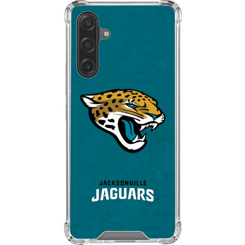 NFL Jacksonville Jaguars Teal Distressed Galaxy A17 Clear Case