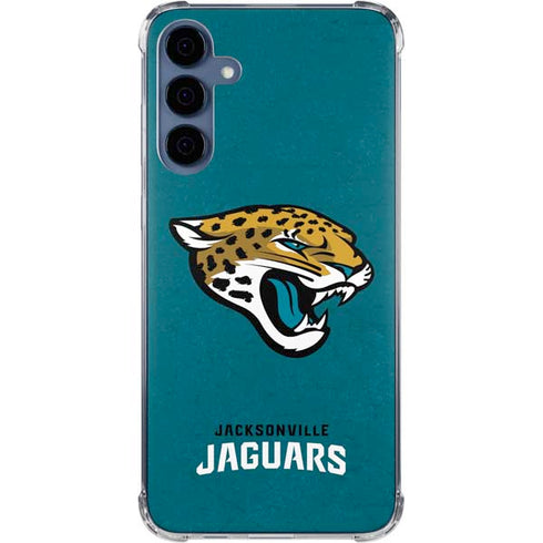 NFL Jacksonville Jaguars Teal Distressed Galaxy A55 5G Clear Case