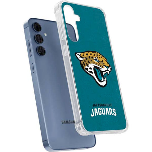 NFL Jacksonville Jaguars Teal Distressed Galaxy A55 5G Clear Case