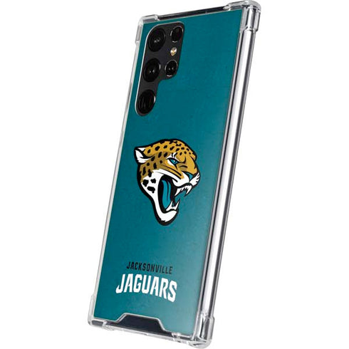 NFL Jacksonville Jaguars Teal Distressed Galaxy S23 Ultra Clear Case