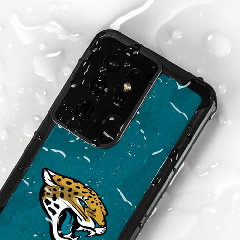 NFL Jacksonville Jaguars Teal Distressed Galaxy S24 Ultra Waterproof Case