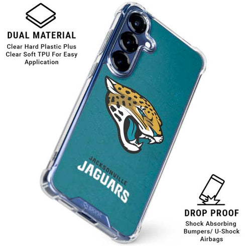 NFL Jacksonville Jaguars Teal Distressed Galaxy S25 Clear Case