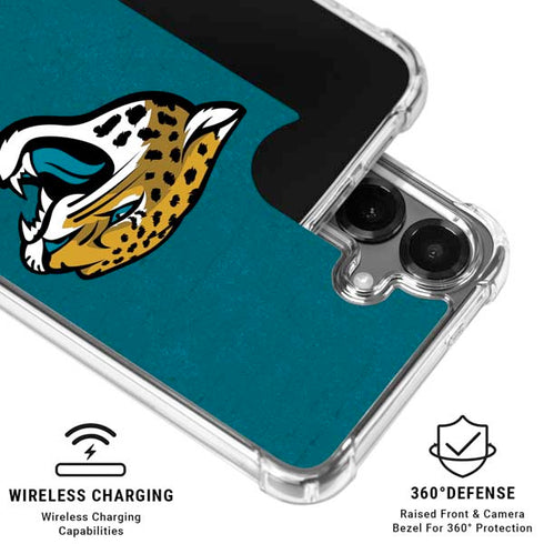 NFL Jacksonville Jaguars Teal Distressed Galaxy S26 Plus Clear Case