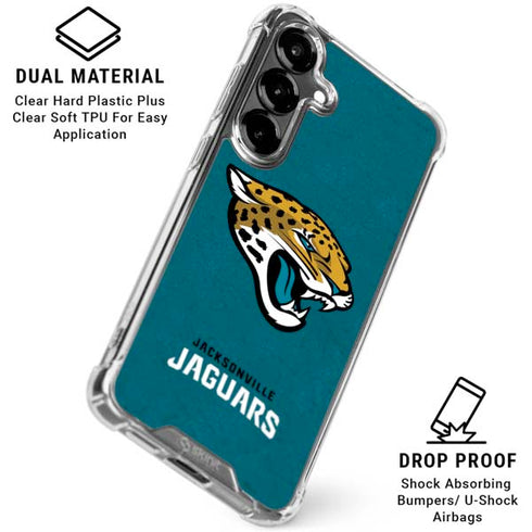 NFL Jacksonville Jaguars Teal Distressed Galaxy S26 Plus Clear Case