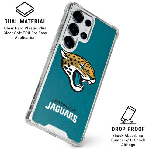 NFL Jacksonville Jaguars Teal Distressed Galaxy S26 Ultra Clear Case
