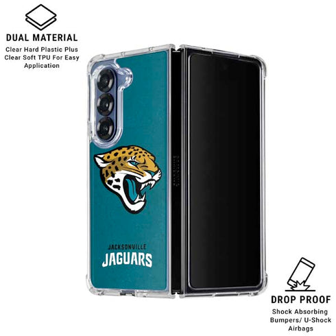 NFL Jacksonville Jaguars Teal Distressed Galaxy Z Fold6 Clear Case