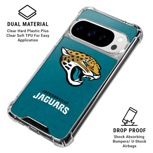 NFL Jacksonville Jaguars Teal Distressed Google Pixel 10 Pro XL Clear Case