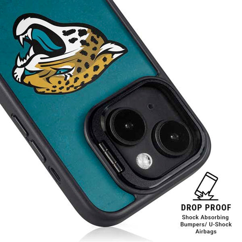 NFL Jacksonville Jaguars Teal Distressed iPhone 14 Plus Kickstand Case