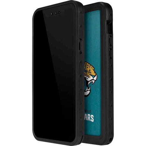 NFL Jacksonville Jaguars Teal Distressed iPhone 15 Pro Waterproof Case