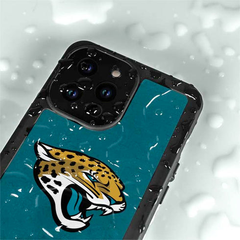 NFL Jacksonville Jaguars Teal Distressed iPhone 15 Pro Waterproof Case
