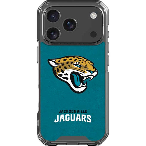 NFL Jacksonville Jaguars Teal Distressed iPhone 18 Pro Clear Case