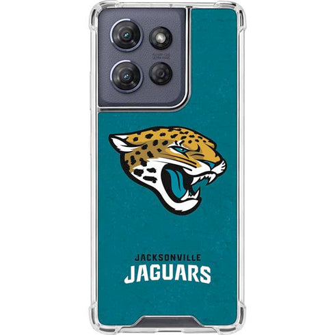 NFL Jacksonville Jaguars Teal Distressed Moto G 5G (2025) Clear Case