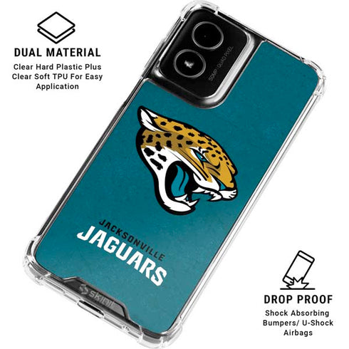 NFL Jacksonville Jaguars Teal Distressed Moto G Power 5G (2024) Clear Case