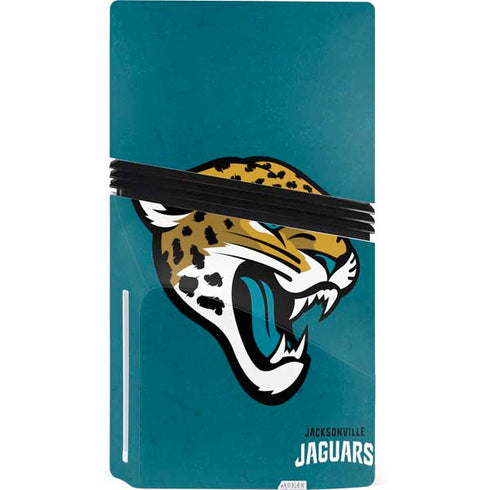 NFL Jacksonville Jaguars Teal Distressed PS5 Pro Disk Console Skin