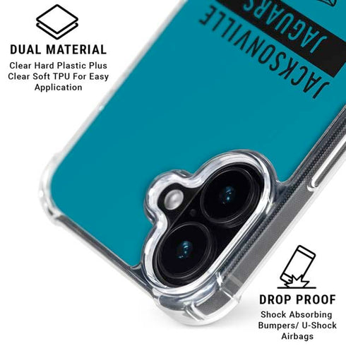 NFL Jacksonville Jaguars Teal Performance Series iPhone 16 Plus Clear Case