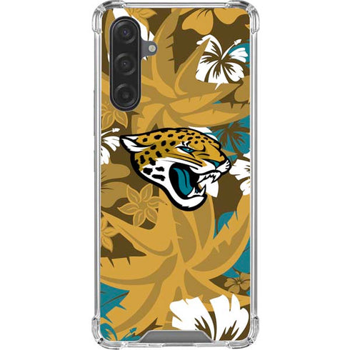 NFL Jacksonville Jaguars Tropical Print Galaxy A17 Clear Case