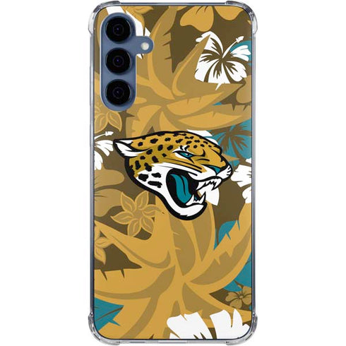 NFL Jacksonville Jaguars Tropical Print Galaxy A35 5G Clear Case
