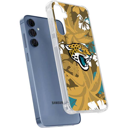 NFL Jacksonville Jaguars Tropical Print Galaxy A55 5G Clear Case