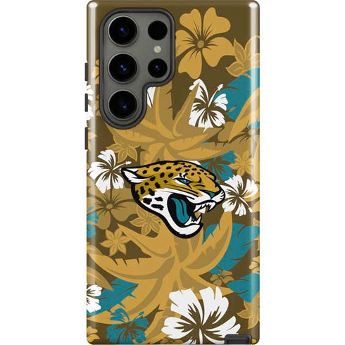NFL Jacksonville Jaguars Tropical Print Galaxy S23 Ultra Pro Case