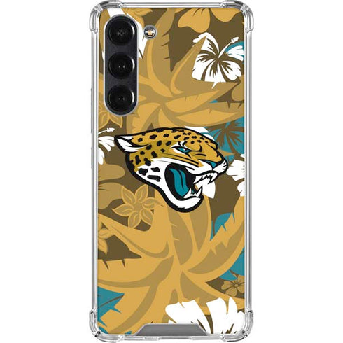 NFL Jacksonville Jaguars Tropical Print Galaxy S24 FE Clear Case