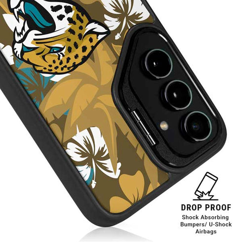 NFL Jacksonville Jaguars Tropical Print Galaxy S24 Ultra Kickstand Case