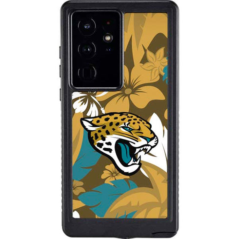 NFL Jacksonville Jaguars Tropical Print Galaxy S24 Ultra Waterproof Case