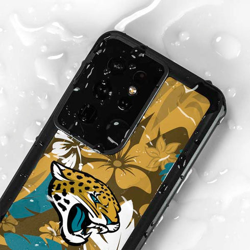 NFL Jacksonville Jaguars Tropical Print Galaxy S24 Ultra Waterproof Case