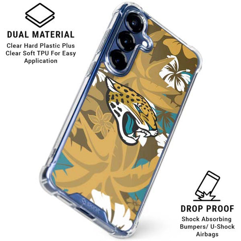NFL Jacksonville Jaguars Tropical Print Galaxy S25 Plus Clear Case