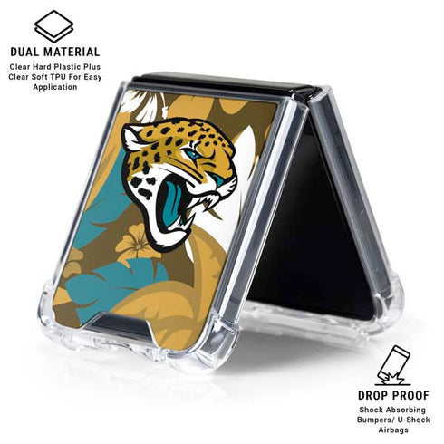 NFL Jacksonville Jaguars Tropical Print Galaxy Z Flip6 Clear Case