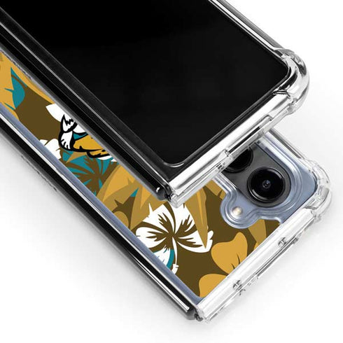 NFL Jacksonville Jaguars Tropical Print Galaxy Z Fold5 5G Clear Case