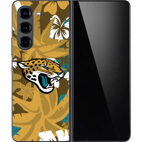 NFL Jacksonville Jaguars Tropical Print Galaxy Z Fold5 5G Skin