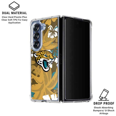 NFL Jacksonville Jaguars Tropical Print Galaxy Z Fold6 Clear Case