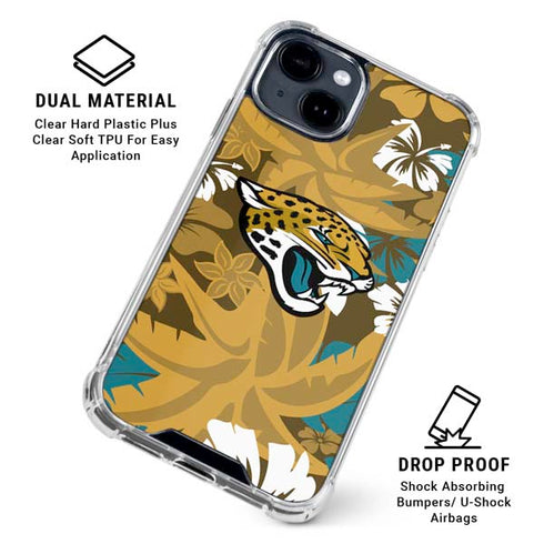 NFL Jacksonville Jaguars Tropical Print iPhone 15 Clear Case
