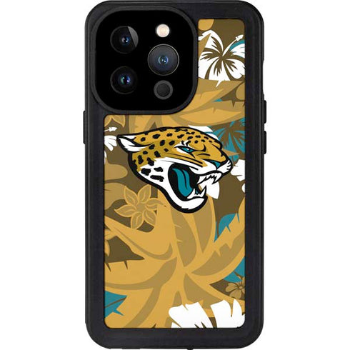 NFL Jacksonville Jaguars Tropical Print iPhone 15 Pro Waterproof Case