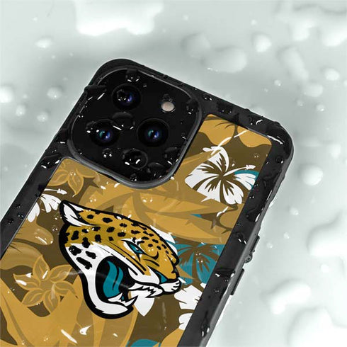 NFL Jacksonville Jaguars Tropical Print iPhone 15 Pro Waterproof Case