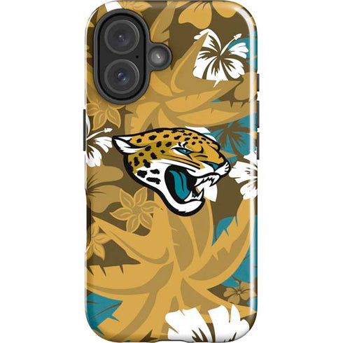 NFL Jacksonville Jaguars Tropical Print iPhone 16 Plus Impact Case