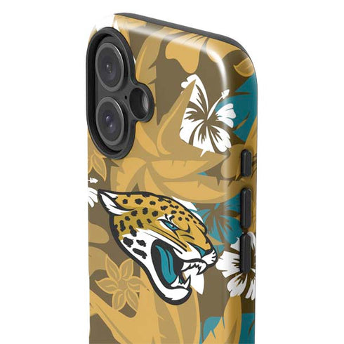 NFL Jacksonville Jaguars Tropical Print iPhone 16 Plus Impact Case